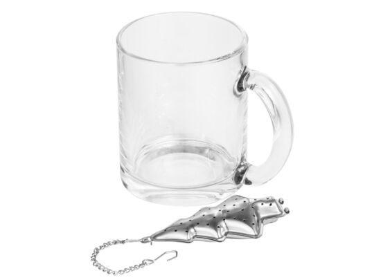 Набор Tea: кружка и ситечко для чая, прозрачный, серебристый
